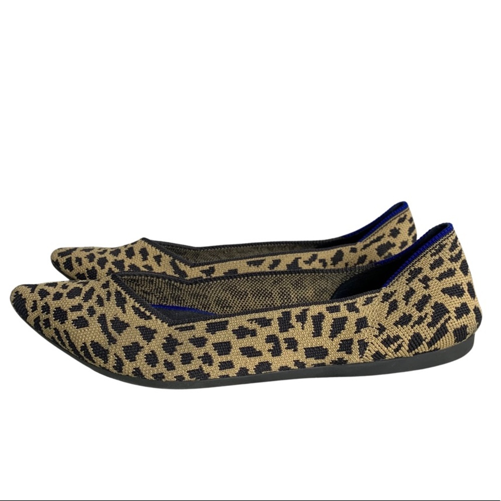 Rothy’s The Point Leopard Print Retired Brown Tan Leopard Flats Shoes Size 9.5 - Picture 1 of 11